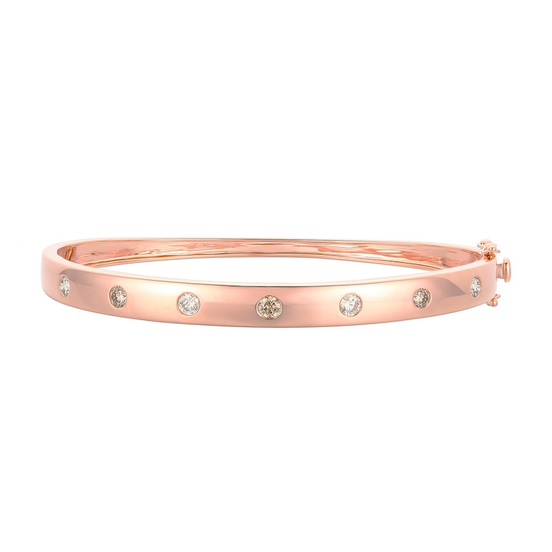 Main Image 1 of Le Vian® 0.70 CT. T.W. Chocolate Diamond® and Nude Diamond™ Station Bangle in 14K Strawberry Gold® - 6.75”