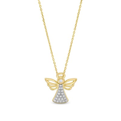 0.115 CT. T.W. Diamond Angel Pendant in Sterling Silver with 14K Gold Plate