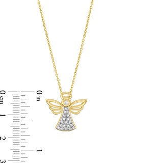 0.115 CT. T.W. Diamond Angel Pendant in Sterling Silver with 14K Gold Plate