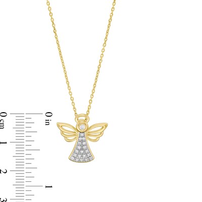 0.115 CT. T.W. Diamond Angel Pendant in Sterling Silver with 14K Gold Plate