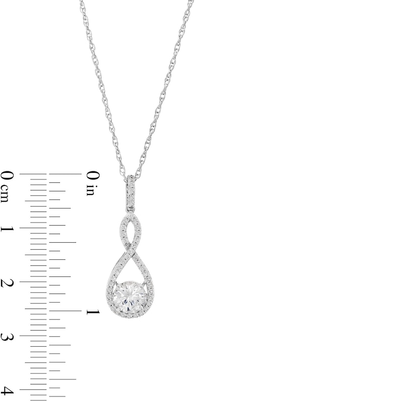 Main Image 3 of 6.0mm White Lab-Created Sapphire Infinity Frame Pendant in Sterling Silver