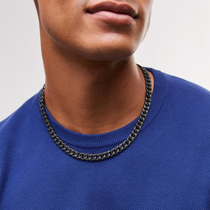 Main Image 2 of Vera Wang Men 4.45 CT. T.W. Black Diamond Curb Chain Necklace in Sterling Silver with Black Ruthenium - 20"