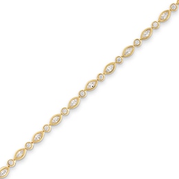 2.00 CT. T.W. Baguette and Round Certified Lab-Grown Diamond Alternating Line Bracelet in 14K Gold (F/SI2)