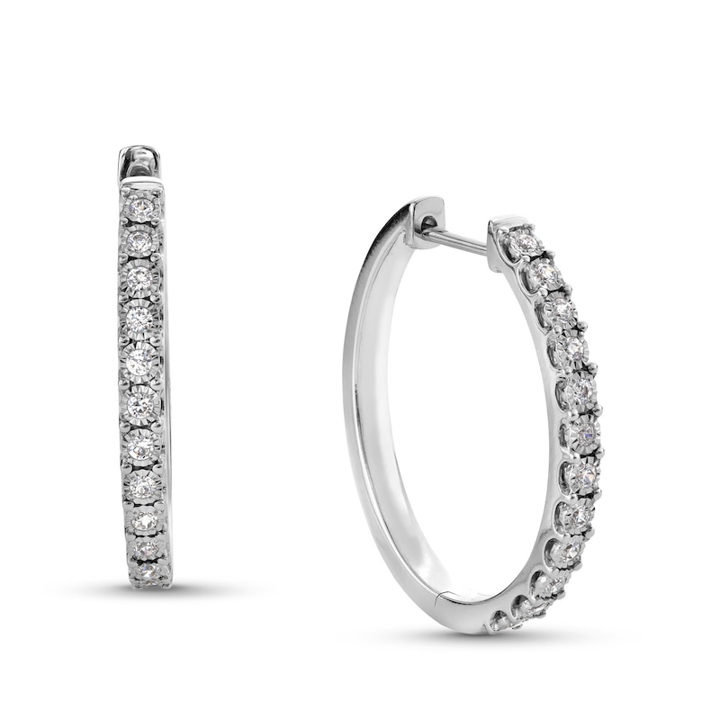 0.25 CT. T.W. Diamond Hoop Earrings in Sterling Silver