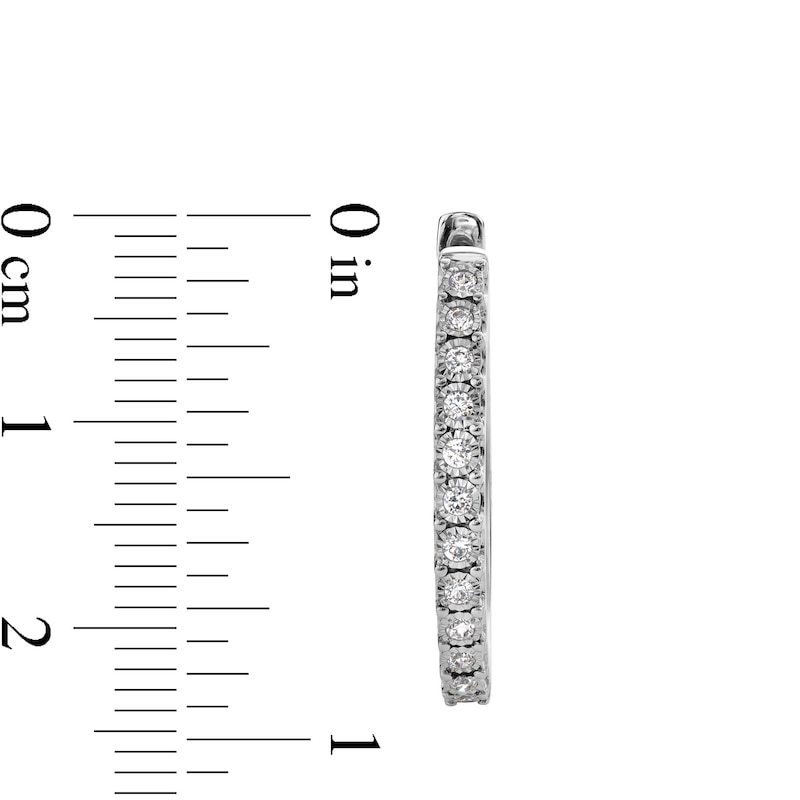 Main Image 3 of 0.25 CT. T.W. Diamond Hoop Earrings in Sterling Silver