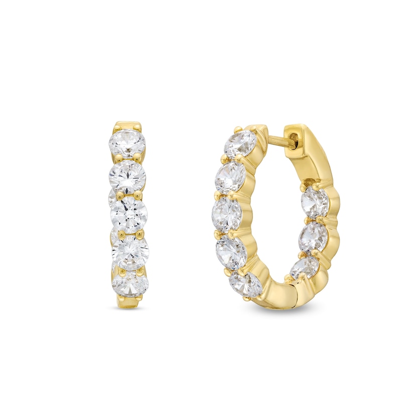 Main Image 1 of 3.00 CT. T.W. Certified Lab-Grown Diamond Inside-Out Hoop Earrings in 14K Gold (F/SI2)
