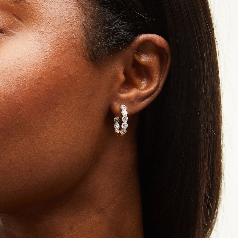 Main Image 2 of 3.00 CT. T.W. Certified Lab-Grown Diamond Inside-Out Hoop Earrings in 14K Gold (F/SI2)