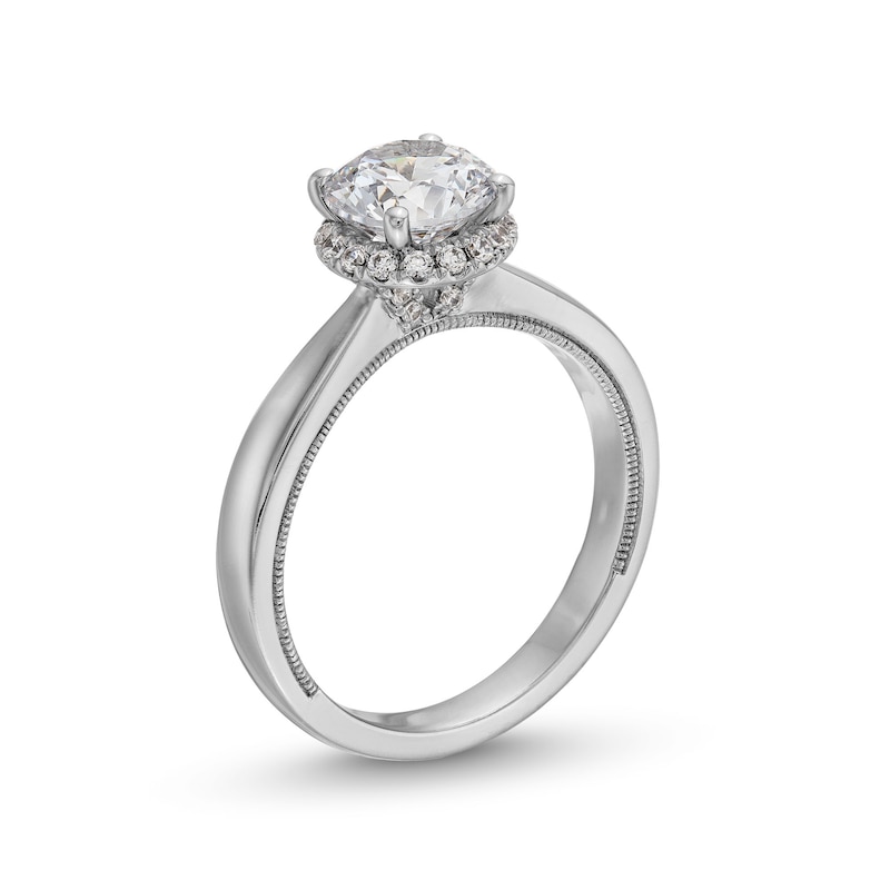 Main Image 3 of 1.40 CT. T.W. Certified Lab-Grown Diamond Hidden Halo Engagement Ring in 14K White Gold (F/SI2)