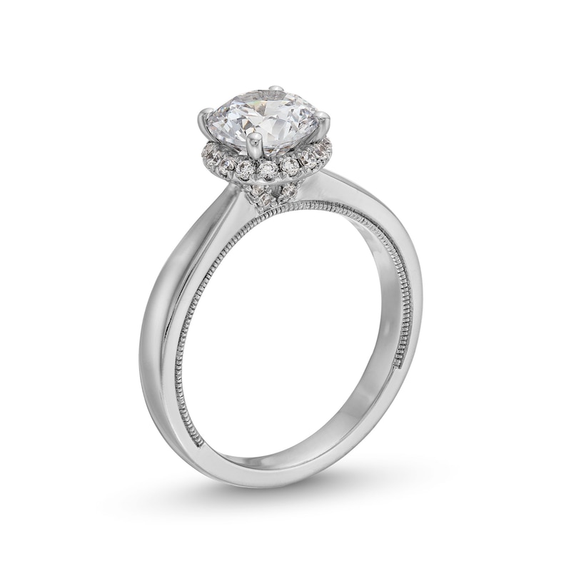 1.40 CT. T.W. Certified Lab-Created Diamond Hidden Halo Engagement Ring in 14K White Gold (F/SI2)