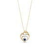 Thumbnail Image 0 of 4.0mm Heart-Shaped Blue Sapphire and 0.085 CT. T.W. Diamond Motherly Love Heart Pendant in 10K Gold