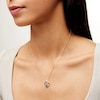 Thumbnail Image 1 of 4.0mm Heart-Shaped Blue Sapphire and 0.085 CT. T.W. Diamond Motherly Love Heart Pendant in 10K Gold