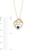 Thumbnail Image 2 of 4.0mm Heart-Shaped Blue Sapphire and 0.085 CT. T.W. Diamond Motherly Love Heart Pendant in 10K Gold