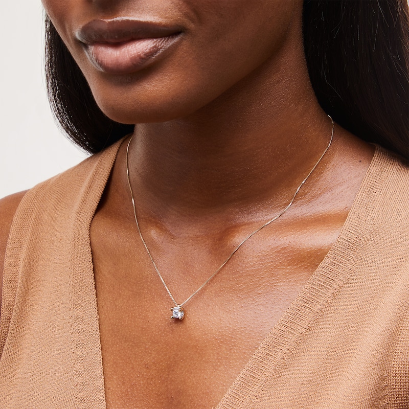 Main Image 2 of Canadian Certified Centre Diamond 0.50 CT. T.W. Square Block Pendant in 14K Gold (I/I2)