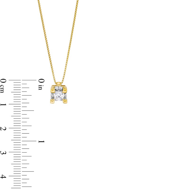 Main Image 4 of Canadian Certified Centre Diamond 0.50 CT. T.W. Square Block Pendant in 14K Gold (I/I2)