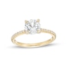 Thumbnail Image 1 of Previously Owned - 7.0mm White Lab-Created Sapphire and 0.145 CT. T.W. Diamond Ring in 10K Gold