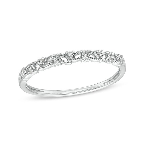 Previously Owned - Diamond Accent Vine Vintage-Style Band in 10K White Gold