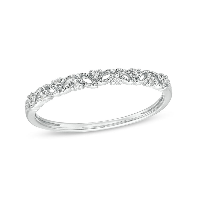 Previously Owned - Diamond Accent Vine Vintage-Style Band in 10K White Gold