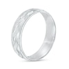 Previously Owned - 6.0mm Diamond-Cut Milgrain Edge Comfort-Fit Engravable Wedding Band in 14K White Gold (1 Line)