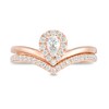 Thumbnail Image 4 of Previously Owned - 0.50 CT. T.W. Pear-Shaped Diamond Frame Chevron Bridal Set in 14K Rose Gold