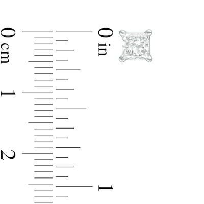 Previously Owned - 1.50 CT. T.W. Princess-Cut Diamond Solitaire Stud Earrings in 14K White Gold (J/I2)