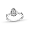 Thumbnail Image 1 of 0.115 CT. T.W. Pear-Shaped Multi-Diamond Frame Twist Shank Promise Ring in Sterling Silver