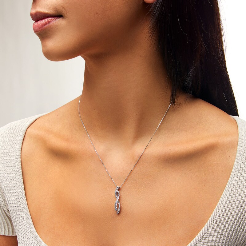 Main Image 2 of 0.75 CT. T.W. Certified Lab-Grown Diamond Criss-Cross Infinity Pendant in 14K White Gold (F/SI2)