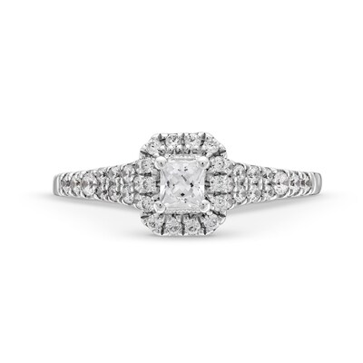 0.49 CT. T.W. Princess-Cut Diamond Cushion-Shaped Frame Engagement Ring in 10K White Gold