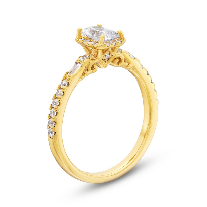 Main Image 3 of Radiant-Cut Canadian Certified Centre Diamond 1.10 CT. T.W. Frame Engagement Ring in 18K Gold (I/SI2)
