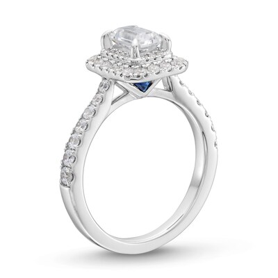 Vera Wang Love Collection 1.29 CT. T.W. Emerald-Cut Diamond Double Frame Engagement Ring in 14K White Gold