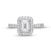Thumbnail Image 4 of Vera Wang Love Collection 1.29 CT. T.W. Emerald-Cut Diamond Double Frame Engagement Ring in 14K White Gold