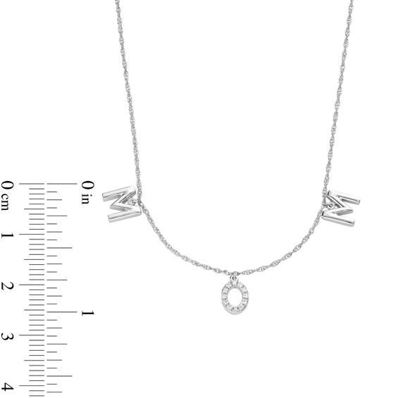 0.05 CT. T.W. Diamond "MOM" Station Necklace in Sterling Silver