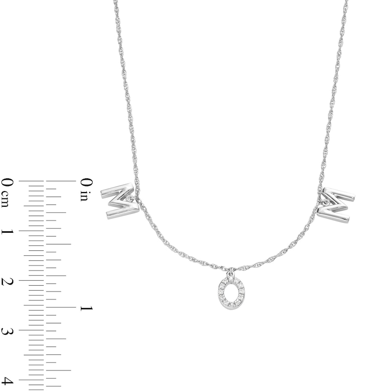 0.05 CT. T.W. Diamond "MOM" Station Necklace in Sterling Silver