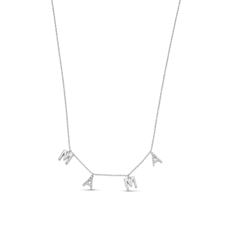 0.05 CT. T.W. Diamond "MAMA" Station Necklace in Sterling Silver