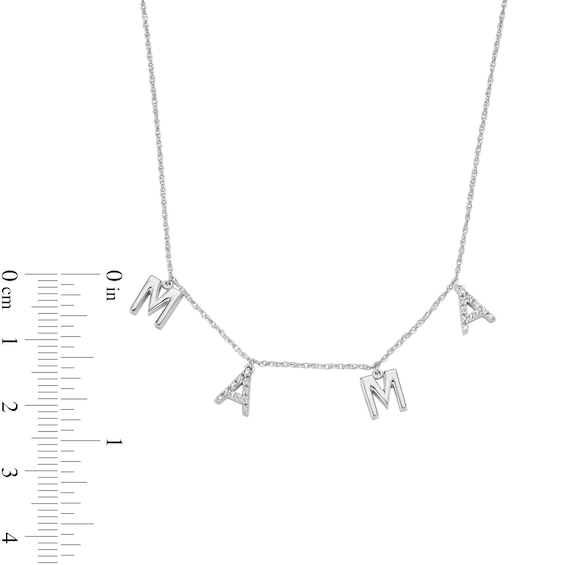 0.05 CT. T.W. Diamond "MAMA" Station Necklace in Sterling Silver
