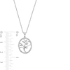 0.08 CT. T.W. Diamond Oval Frame Family Tree Pendant in Sterling Silver