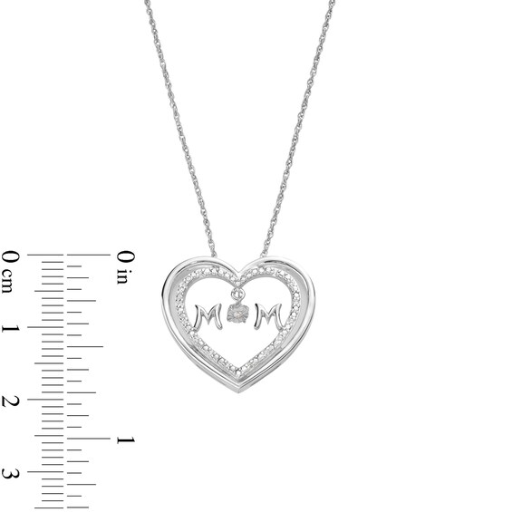 Unstoppable Love™ 0.05 CT. T.W. Diamond Double Heart "MOM" Pendant in Sterling Silver