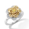 Thumbnail Image 6 of Enchanted Disney Belle 0.085 CT. T.W. Baguette and Round Diamond Rose Ring in Sterling Silver and 10K Gold