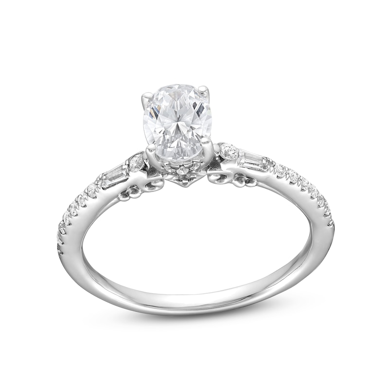 Main Image 1 of Oval Canadian Certified Centre Diamond 1.00 CT. T.W. Engagement Ring in 18K White Gold (I/SI2)