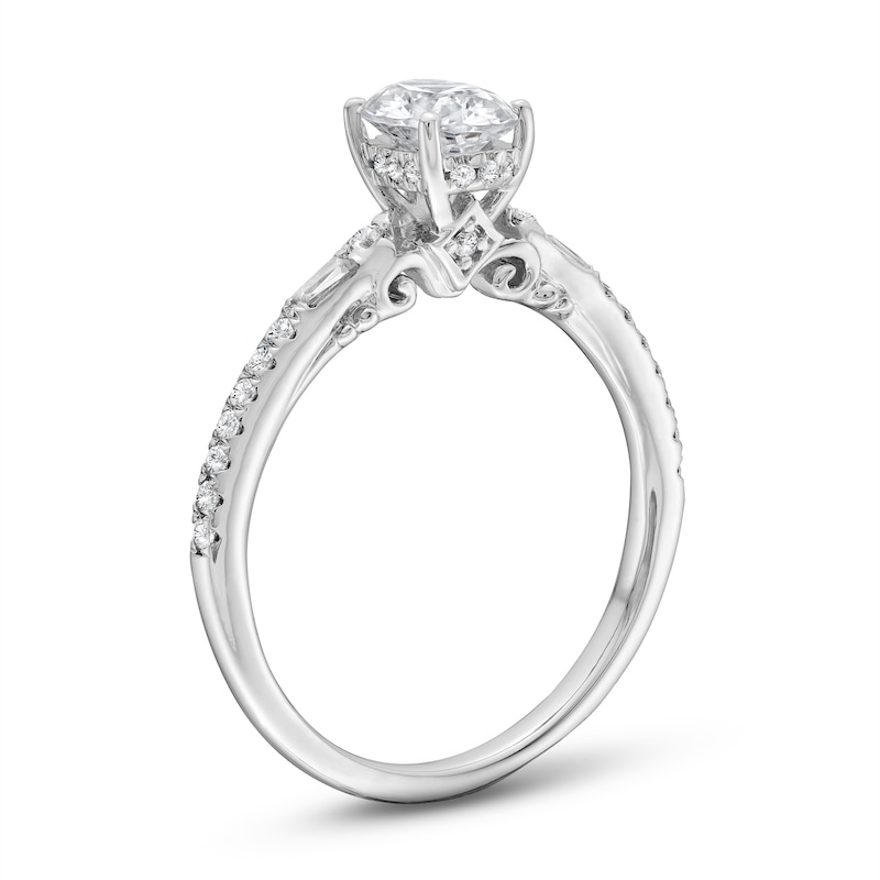 Main Image 3 of Oval Canadian Certified Centre Diamond 1.00 CT. T.W. Engagement Ring in 18K White Gold (I/SI2)