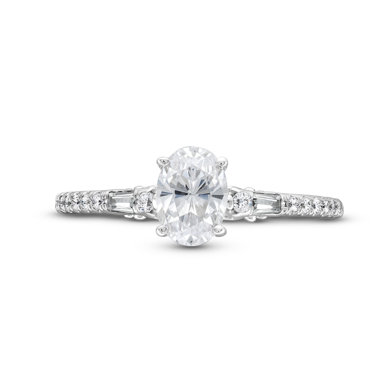 Main Image 4 of Oval Canadian Certified Centre Diamond 1.00 CT. T.W. Engagement Ring in 18K White Gold (I/SI2)