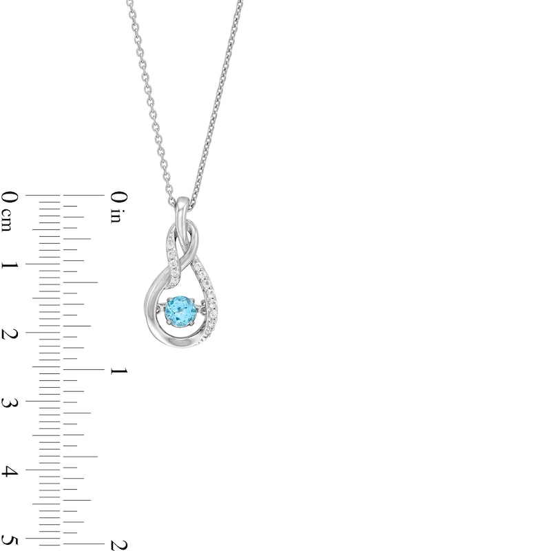 Main Image 3 of Unstoppable Love™ 5.0mm Swiss Blue Topaz and White Lab-Created Sapphire Intertwined Teardrop Pendant in Sterling Silver