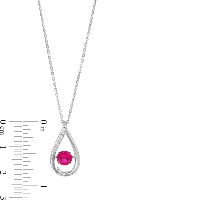 Main Image 4 of Unstoppable Love™ 6.0mm Lab-Created Ruby and White Lab-Created Sapphire Teardrop Pendant in Sterling Silver