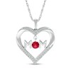 4.0mm Lab-Created Ruby and White Lab-Created Sapphire "MOM" Heart Pendant in Sterling Silver