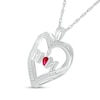 Thumbnail Image 1 of 4.0mm Lab-Created Ruby and White Lab-Created Sapphire "MOM" Heart Pendant in Sterling Silver