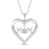 Thumbnail Image 1 of 4.0mm Lab-Created Opal and White Lab-Created Sapphire "MOM" Heart Pendant in Sterling Silver