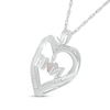 Thumbnail Image 2 of 4.0mm Lab-Created Opal and White Lab-Created Sapphire "MOM" Heart Pendant in Sterling Silver