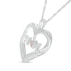 Thumbnail Image 1 of 4.0mm Lab-Created Opal and White Lab-Created Sapphire "MOM" Heart Pendant in Sterling Silver