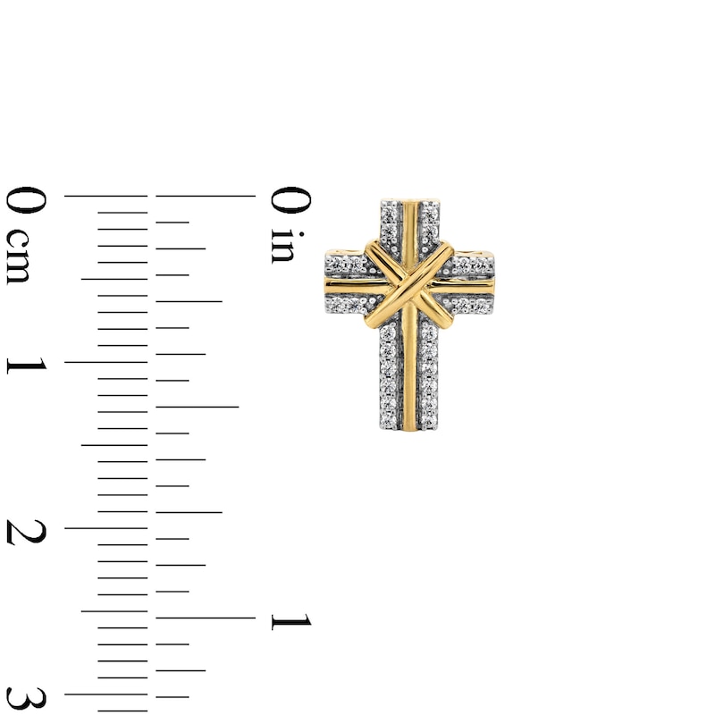 Main Image 3 of 0.20 CT. T.W. Diamond Cross Stud Earrings in 10K Gold