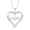 Thumbnail Image 0 of 4.0mm White Lab-Created Sapphire "MOM" Heart Pendant in Sterling Silver