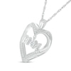 Thumbnail Image 1 of 4.0mm White Lab-Created Sapphire "MOM" Heart Pendant in Sterling Silver